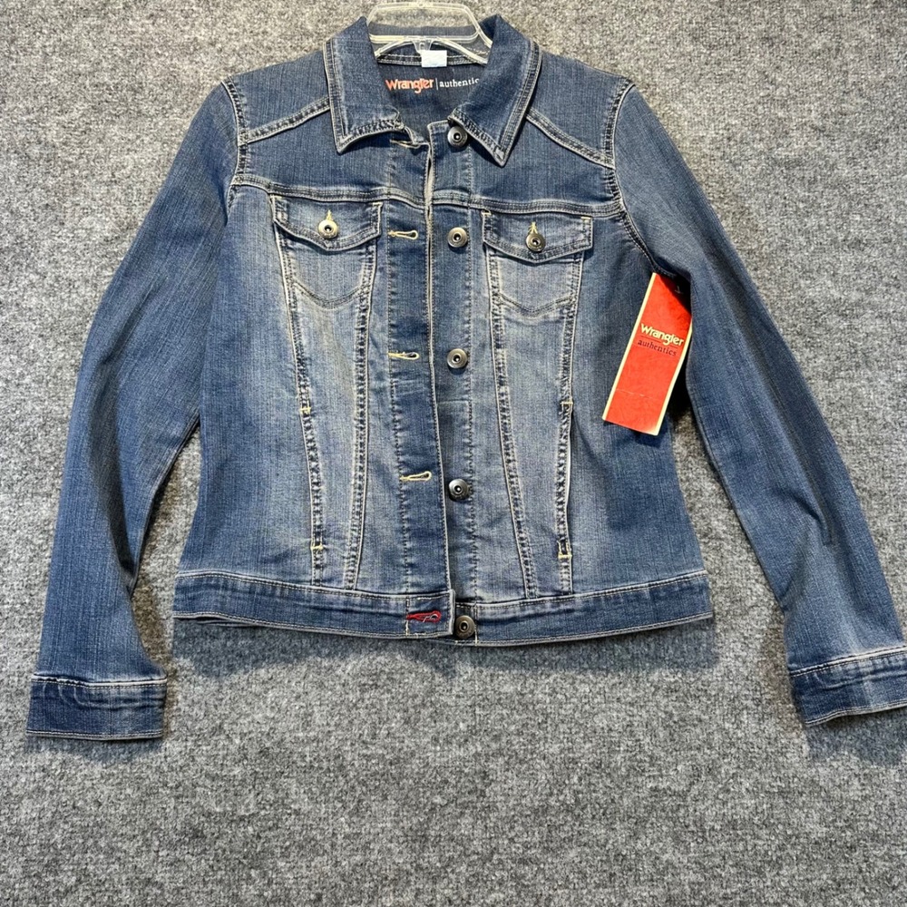 Wrangler Denim Jacket Womens Small Blue Classic Western Trucker Aesthetic‎
